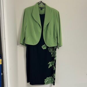 Dana Kay Lime Green Jacket with Black Floral Dress